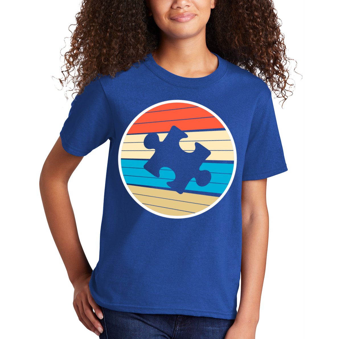 Retro Autism Awareness Puzzle Piece Kids T-Shirt
