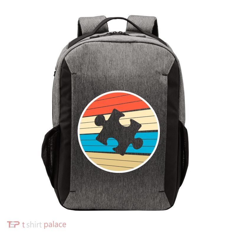 Retro Autism Awareness Puzzle Piece Vector Backpack