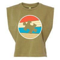 Retro Autism Awareness Puzzle Piece Garment-Dyed Women's Muscle Tee
