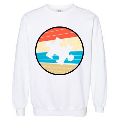 Retro Autism Awareness Puzzle Piece Garment-Dyed Sweatshirt