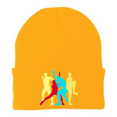 Retro Baseball Poses Knit Cap Winter Beanie