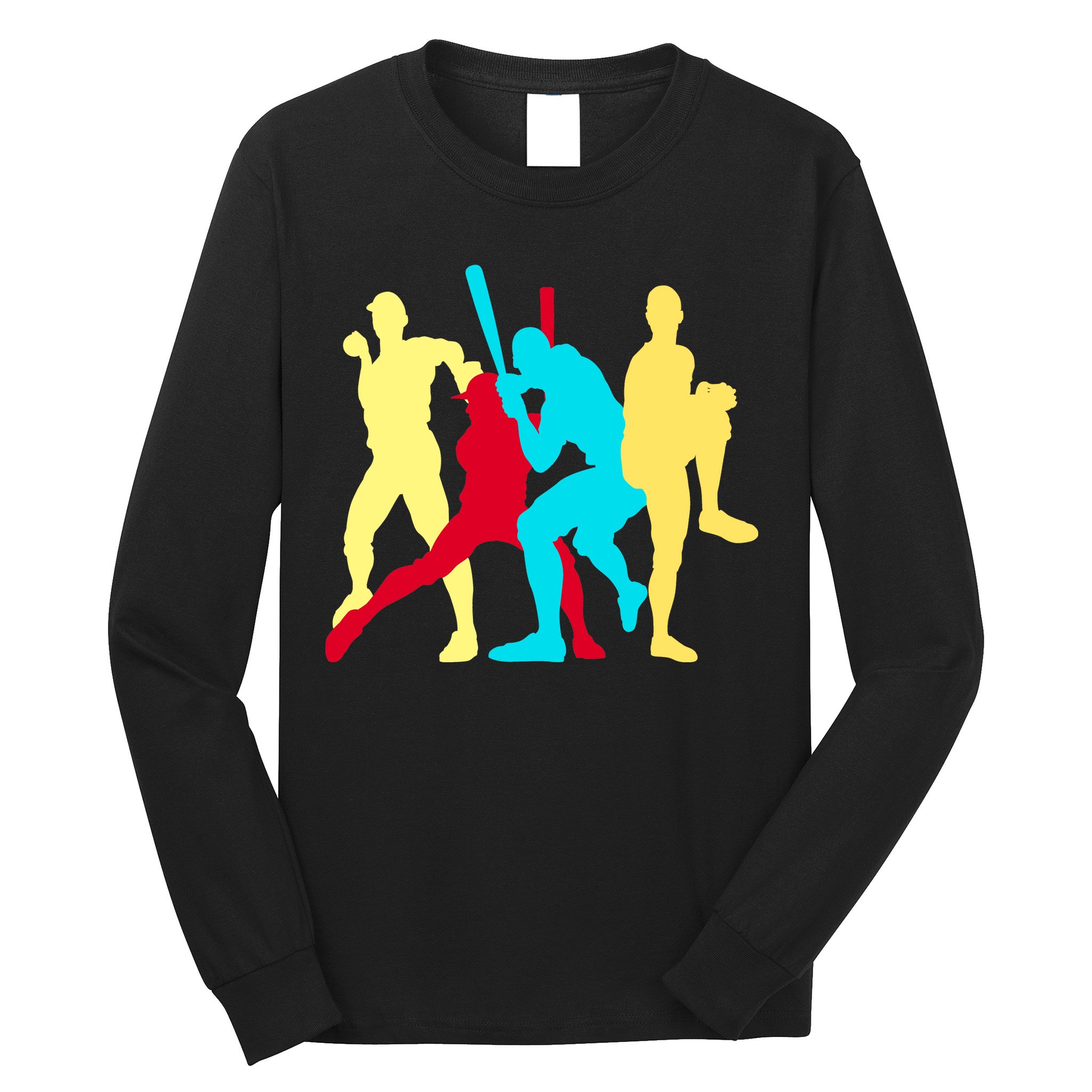 Retro Baseball Poses Long Sleeve Shirt