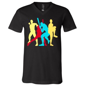 Retro Baseball Poses V-Neck T-Shirt