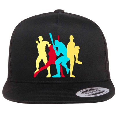 Retro Baseball Poses Flatbill Hat