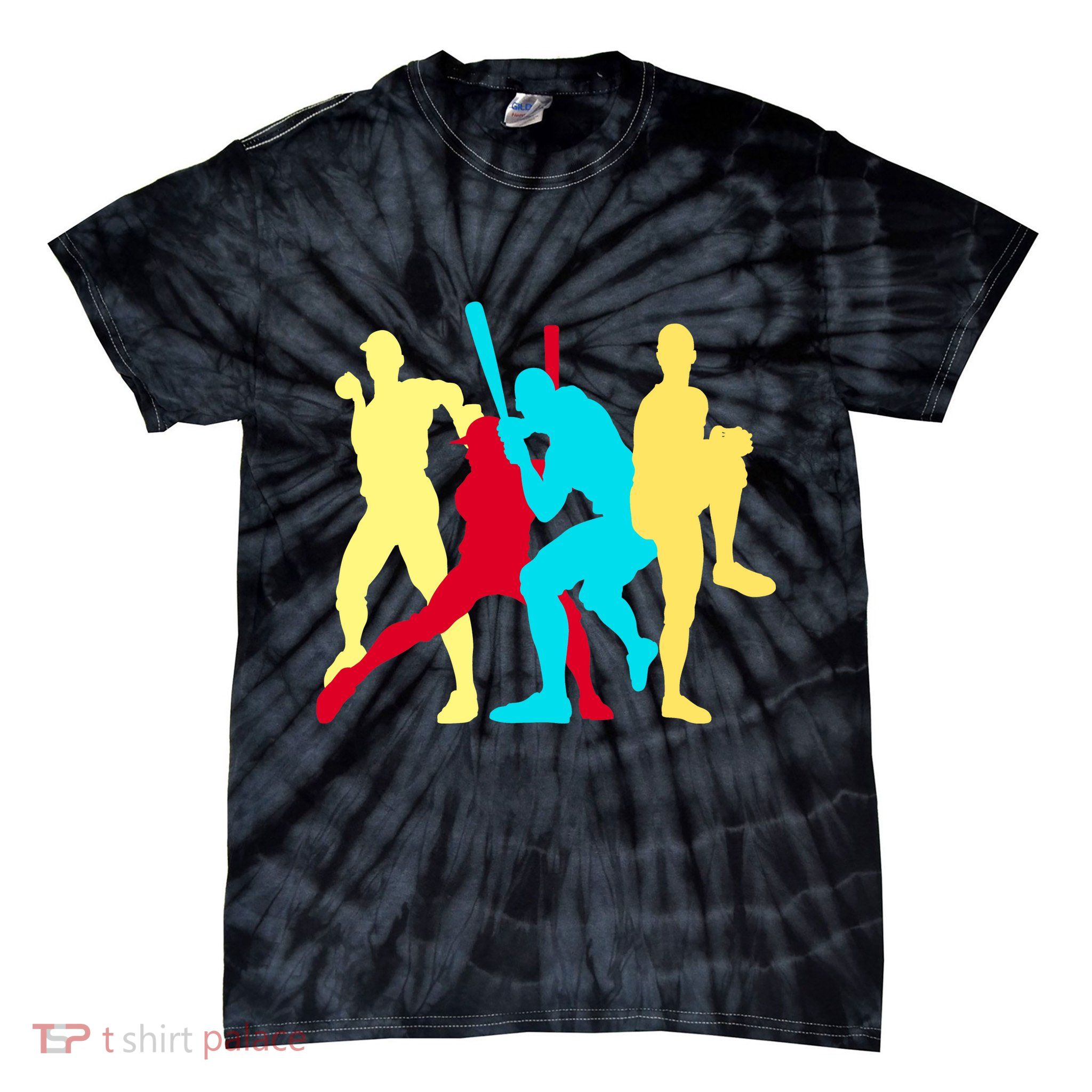 Retro Baseball Poses Tie-Dye T-Shirt