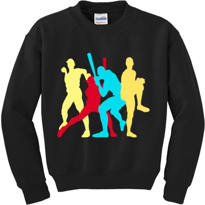 Retro Baseball Poses Kids Sweatshirt