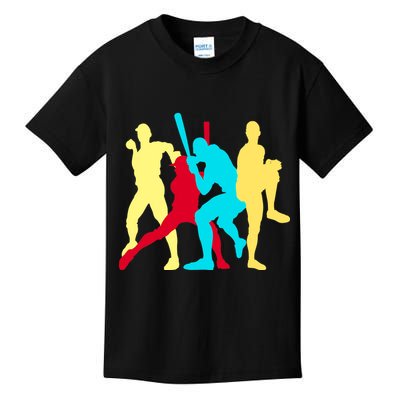 Retro Baseball Poses Kids T-Shirt