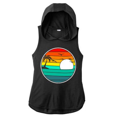 Retro Beach 80's Aesthetic  Ladies PosiCharge Tri-Blend Wicking Draft Hoodie Tank