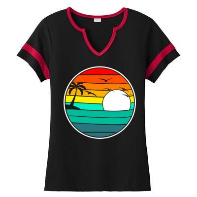 Retro Beach 80's Aesthetic  Ladies Halftime Notch Neck Tee