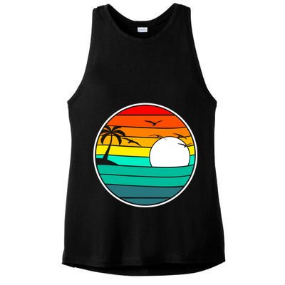 Retro Beach 80's Aesthetic  Ladies PosiCharge Tri-Blend Wicking Tank