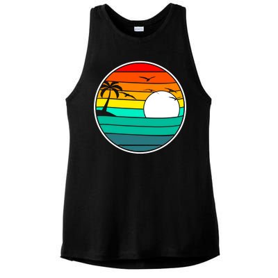 Retro Beach 80's Aesthetic  Ladies PosiCharge Tri-Blend Wicking Tank