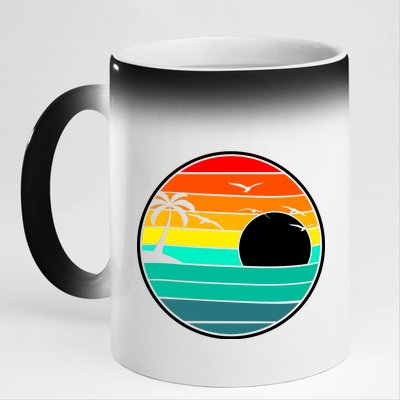 Retro Beach 80's Aesthetic  11oz Black Color Changing Mug