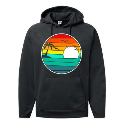 Retro Beach 80's Aesthetic  Performance Fleece Hoodie