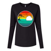 Retro Beach 80's Aesthetic  Womens Cotton Relaxed Long Sleeve T-Shirt