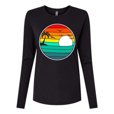 Retro Beach 80's Aesthetic  Womens Cotton Relaxed Long Sleeve T-Shirt