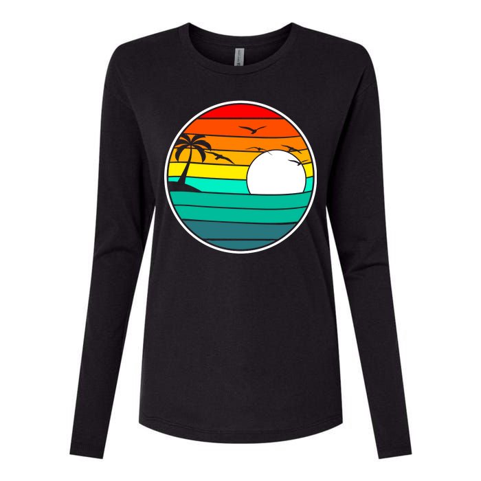 Retro Beach 80's Aesthetic  Womens Cotton Relaxed Long Sleeve T-Shirt