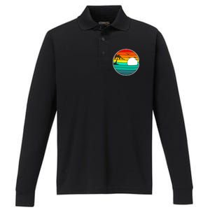 Retro Beach 80's Aesthetic  Performance Long Sleeve Polo