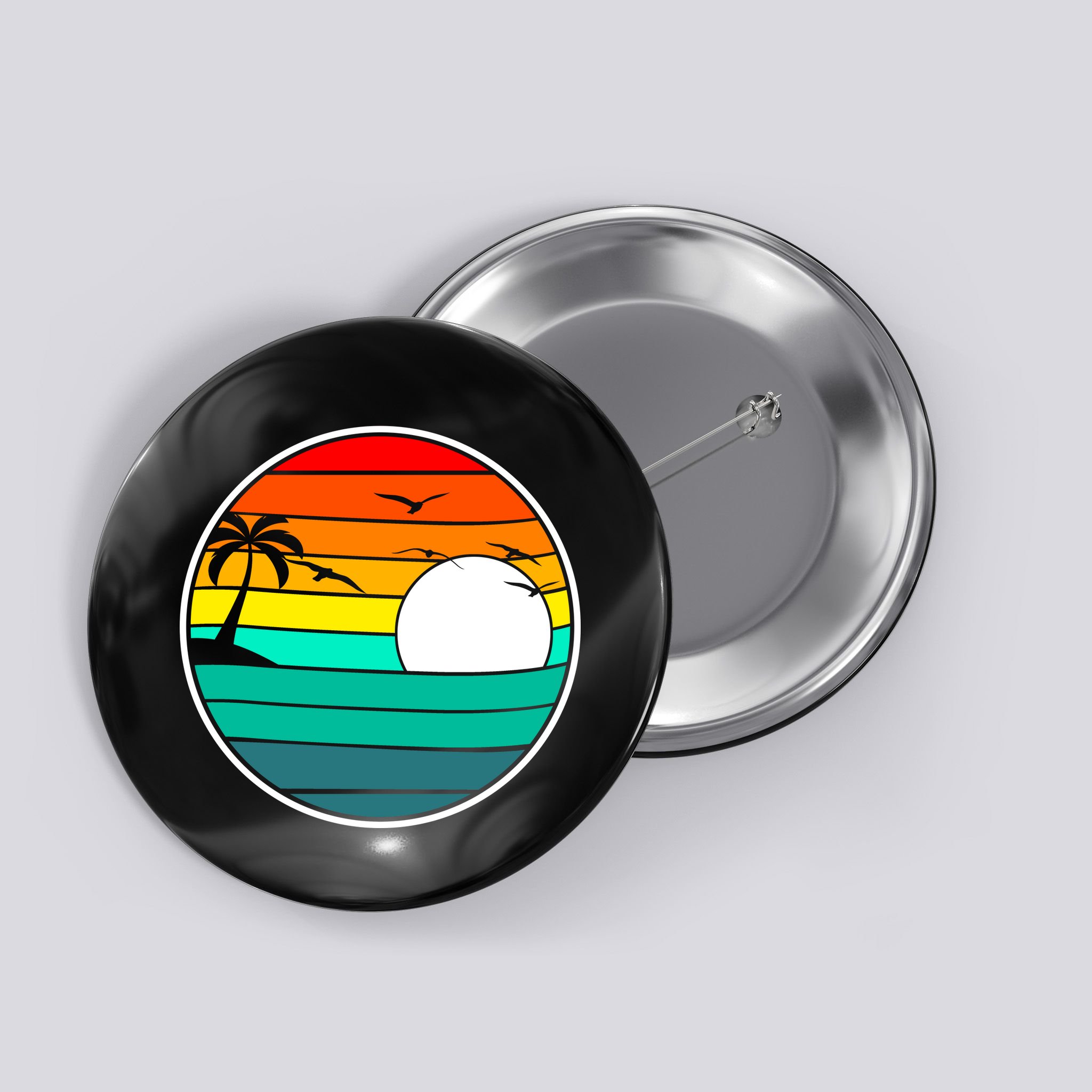 Retro Beach 80's Aesthetic  Button