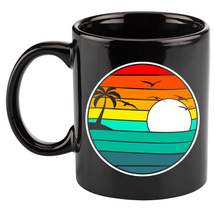 Retro Beach 80's Aesthetic  11oz C Handle Ceramic Mug