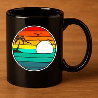 Retro Beach 80's Aesthetic  11oz C Handle Ceramic Mug