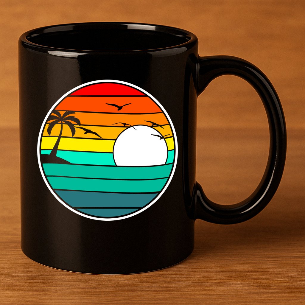 Retro Beach 80's Aesthetic  11oz C Handle Ceramic Mug