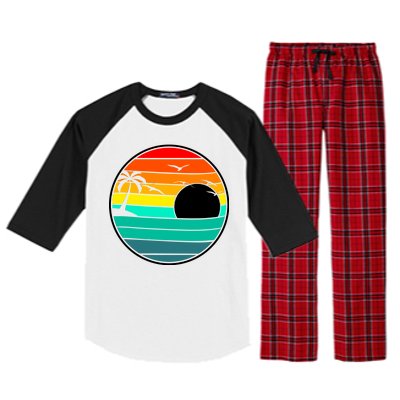 Retro Beach 80's Aesthetic  Raglan Sleeve Pajama Set