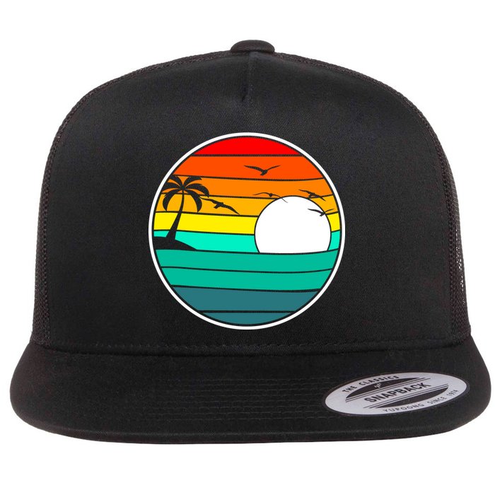 Retro Beach 80's Aesthetic  Flat Bill Trucker Hat