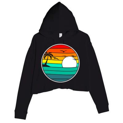 Retro Beach 80's Aesthetic  Crop Fleece Hoodie