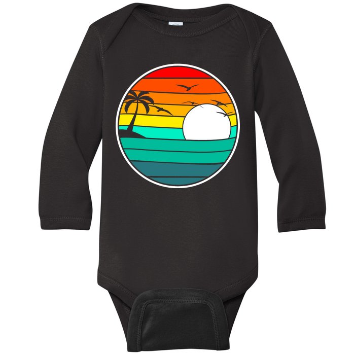 Retro Beach 80's Aesthetic  Baby Long Sleeve Bodysuit