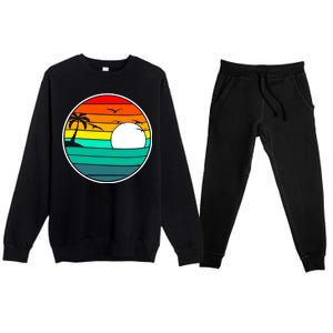 Retro Beach 80's Aesthetic  Premium Crewneck Sweatsuit Set