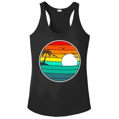 Retro Beach 80's Aesthetic  Ladies PosiCharge Competitor Racerback Tank