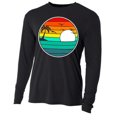 Retro Beach 80's Aesthetic  Cooling Performance Long Sleeve Crew