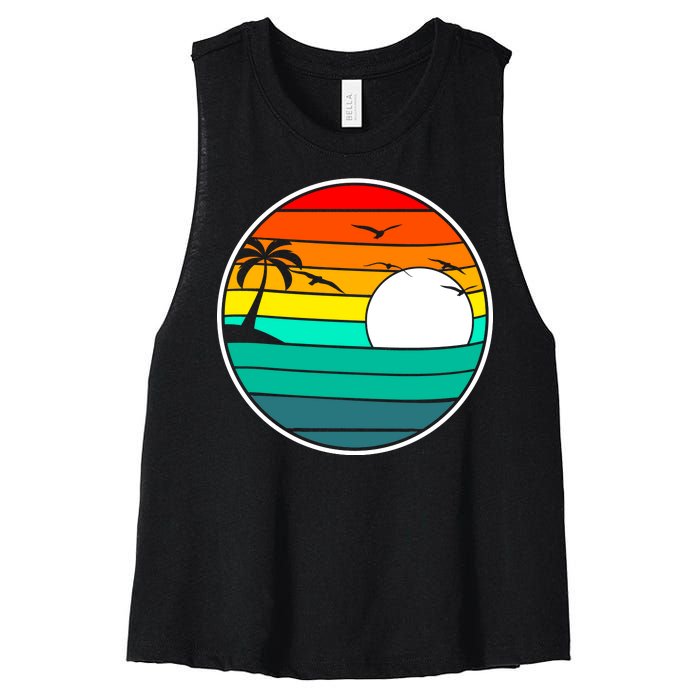 Retro Beach 80's Aesthetic  Women's Racerback Cropped Tank