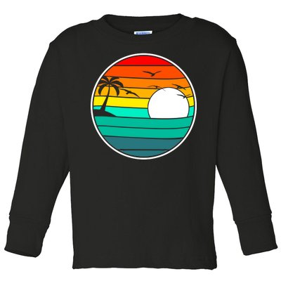 Retro Beach 80's Aesthetic  Toddler Long Sleeve Shirt