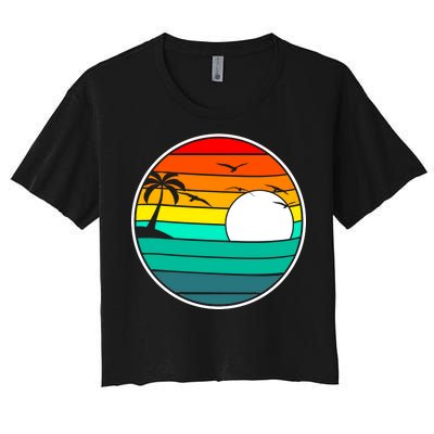 Retro Beach 80's Aesthetic  Women's Crop Top Tee