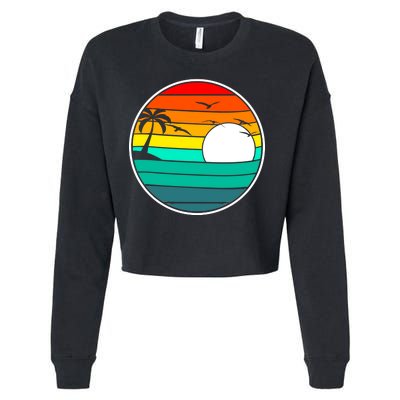 Retro Beach 80's Aesthetic  Cropped Pullover Crew