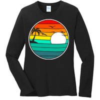 Retro Beach 80's Aesthetic  Ladies Long Sleeve Shirt