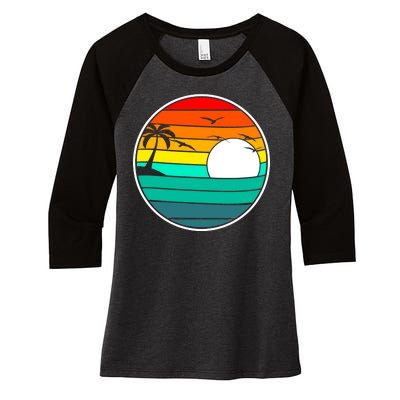 Retro Beach 80's Aesthetic  Women's Tri-Blend 3/4-Sleeve Raglan Shirt