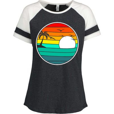 Retro Beach 80's Aesthetic  Enza Ladies Jersey Colorblock Tee