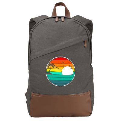 Retro Beach 80's Aesthetic  Cotton Canvas Backpack