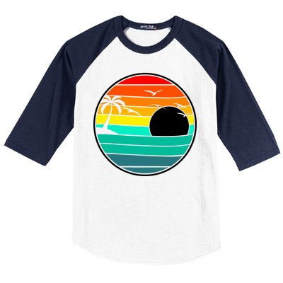 Retro Beach 80's Aesthetic  Baseball Sleeve Shirt