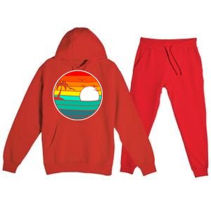 Retro Beach 80's Aesthetic  Premium Hooded Sweatsuit Set