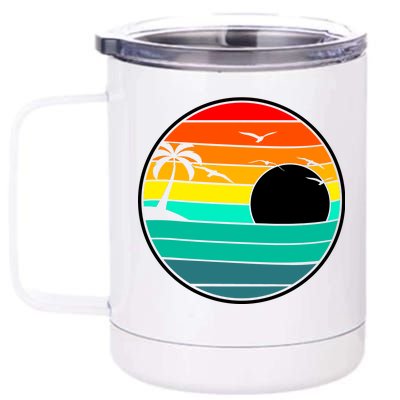 Retro Beach 80's Aesthetic  12 oz Stainless Steel Tumbler Cup