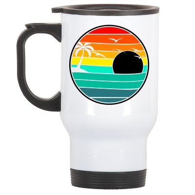 Retro Beach 80's Aesthetic  Stainless Steel Travel Mug