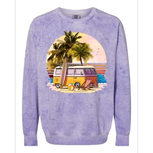 Retro Beach Hippie Van Colorblast Crewneck Sweatshirt