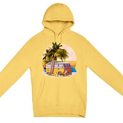 Retro Beach Hippie Van Premium Pullover Hoodie