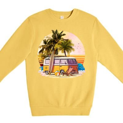 Retro Beach Hippie Van Premium Crewneck Sweatshirt