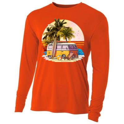 Retro Beach Hippie Van Cooling Performance Long Sleeve Crew