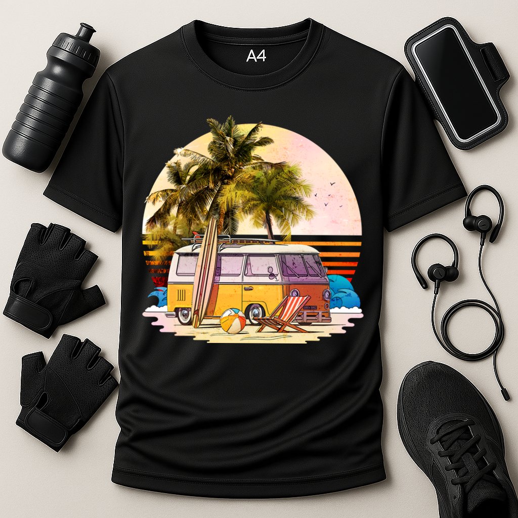 Retro Beach Hippie Van Cooling Performance Crew T-Shirt