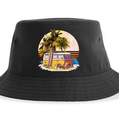 Retro Beach Hippie Van Sustainable Bucket Hat